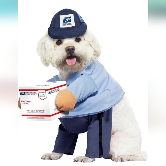 NEW U.S. Mail Carrier Pup Dog Costume Partial Set Pet Large - Picture 1 of 4